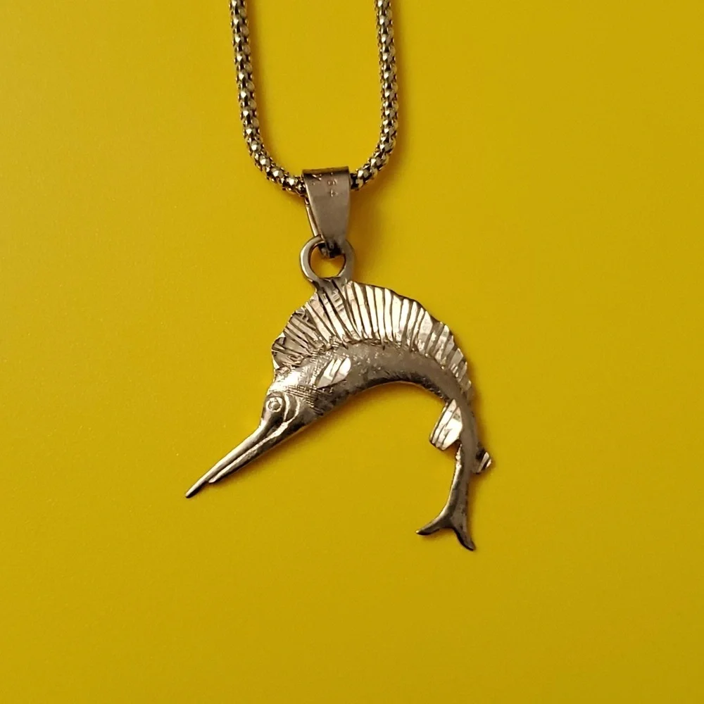 Nautical 14K Gold Fish Sail Fish Fisherman Fishing Pendant